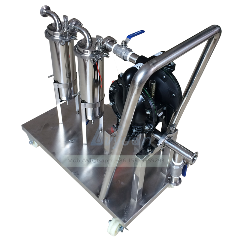 Trolley water pump set machine ss316 cartridge filter housing with PP/stainless steel/PE bag water filter 10 microns