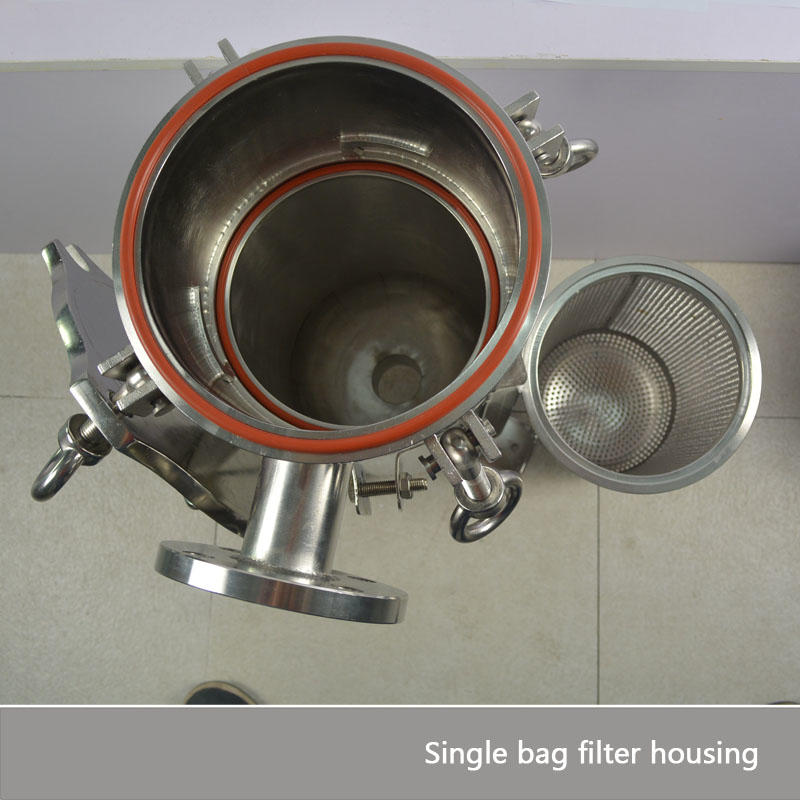 Single liquid filtration SS304 316L stainless steel bag cartridge filter housing with SS mesh bag filter 10 20 30 40 microns