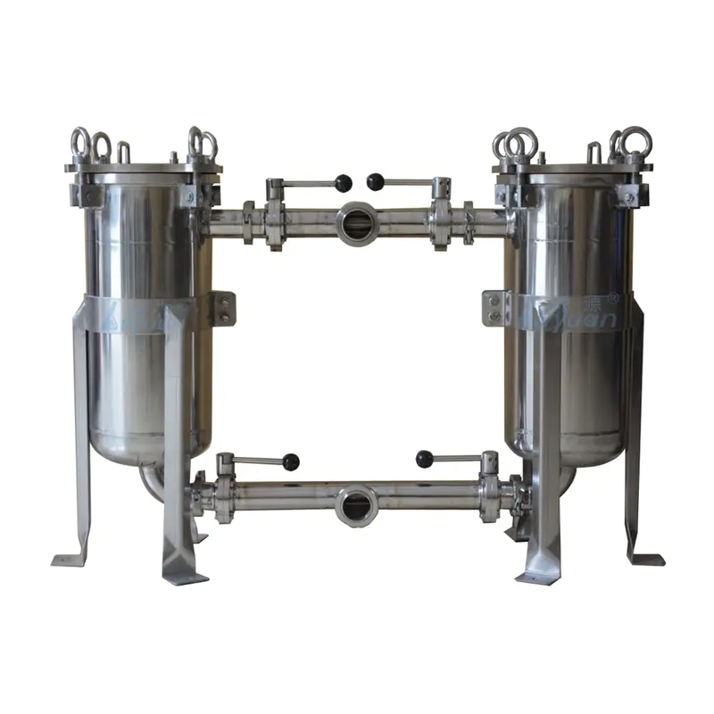SS 304/316L Stainless Steel Dual Duplex Bag Water Filter for liquid/juice/beer/wine/milk purification system