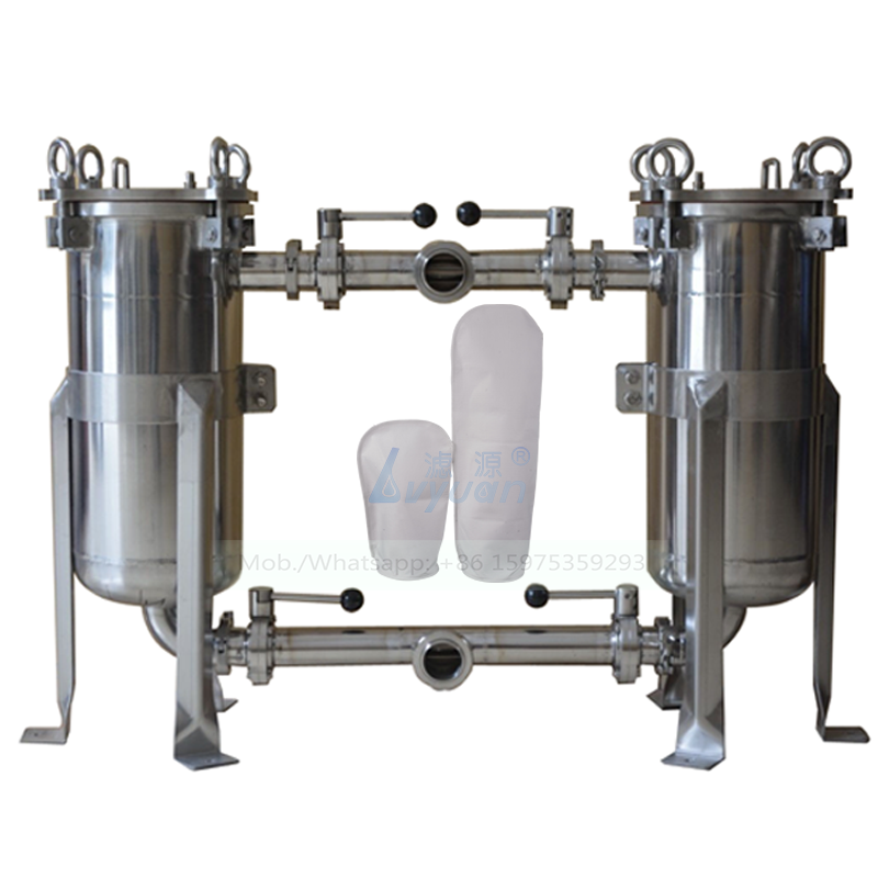 Multiple beer/juice treatment bag mamachine SUS304 316L stainless steel bag filter vessel with SS removable frame holder