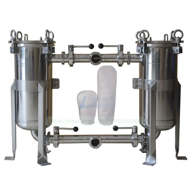 Multiple beer/juice treatment bag mamachine SUS304 316L stainless steel bag filter vessel with SS removable frame holder