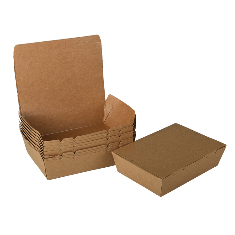Wholesale Custom Logo Food Grade Salad Paper Boxes Kraft Paper Food Box for Take Away Packaging