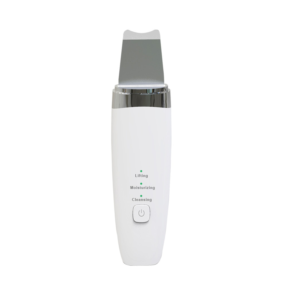 Portable sonic facial scrubber spatula face massager led machine vapor ultrasonic skin scrubber