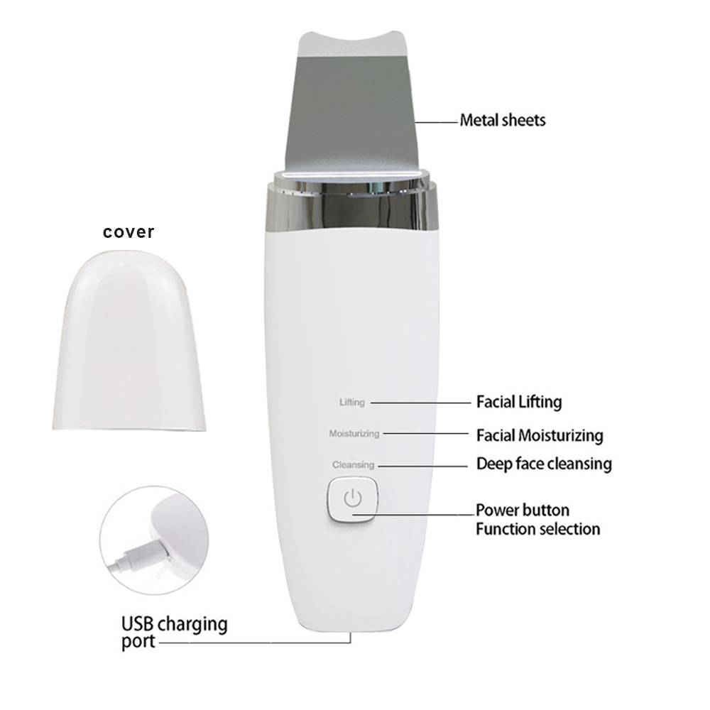 2022 best seller face professional facial machine care equipment led metal ultrasonic skin scrubber