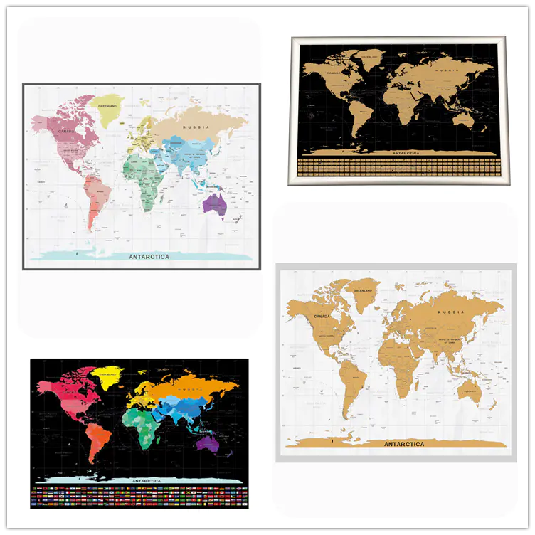 For USD Amazon Gold Foil Hot Stamping Large Globe Scratch It World Map For Promotion,with custom Logo,custom design