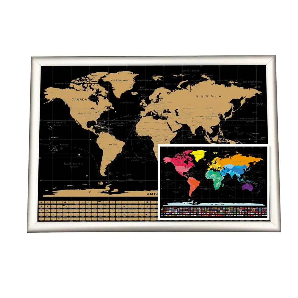 Large Size 56x83.8cm Gold Foil Printing Black Scratch Off Map Poster for Amazon sale