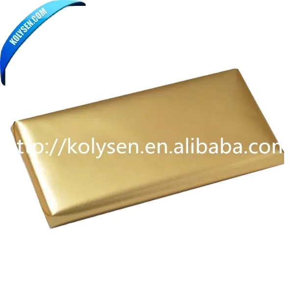 Custom printed food grade chocolate foil paper gold color dorado lamina de aluminio de papel