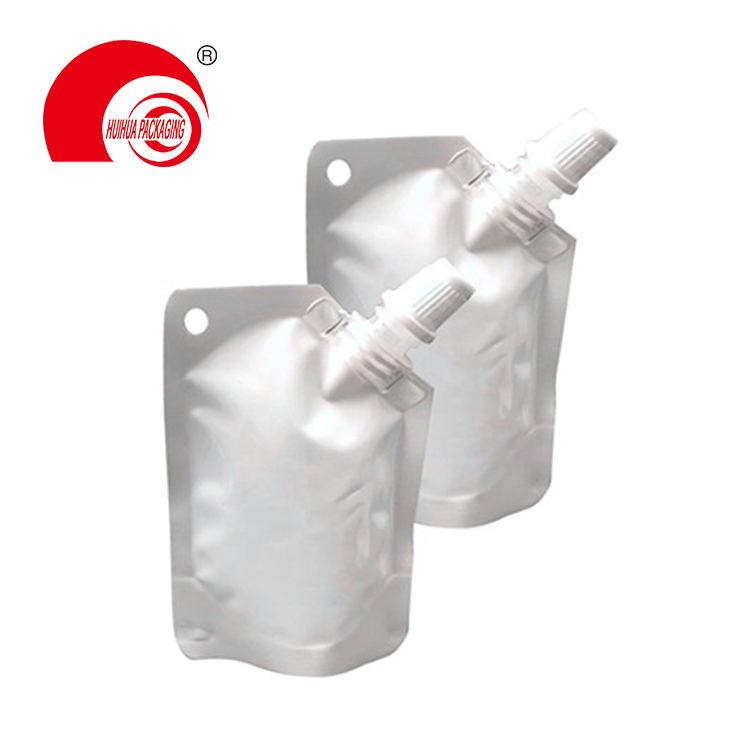 Vacuum Metalized Aluminum Foil Liquid Storage Bag High Barrier Spout Pouch with Corner Nozzle