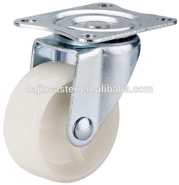 2 inch low proflie trundle caster wheel light duty white PP caster for small trolley