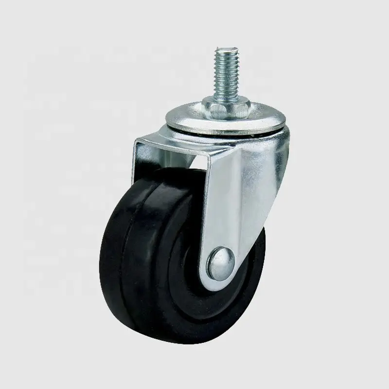 1.5 Inch Caster Wheel Threaded Stem Nut Swivel Rubber M8 Thread Screw Caster Wheels Wholesale