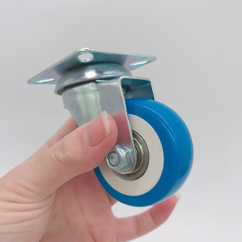 50mm Small Double Ball Bearing Blue Plastic Furniture Move Universal Caster Wheel