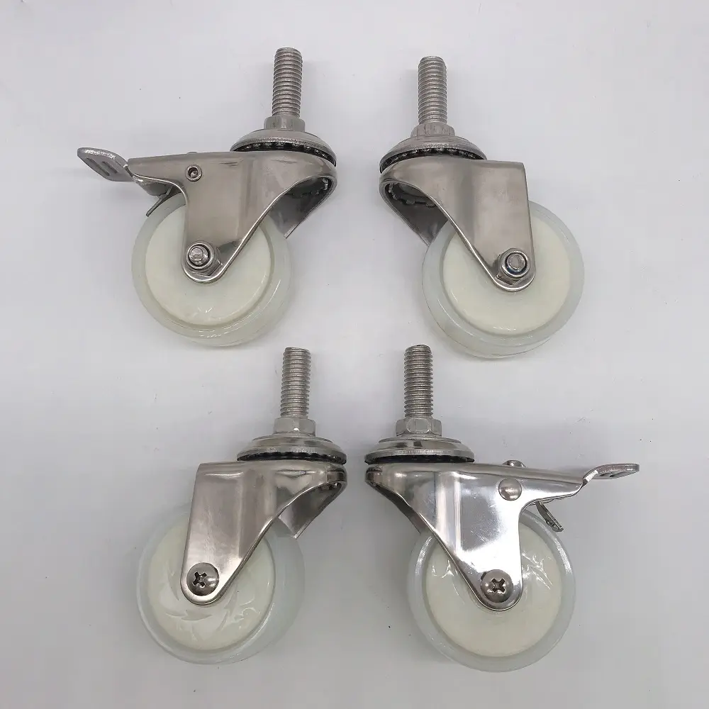 2 inch 50mm nylon stainless steel caster PA 304 Stainless Steel Polished with 10*25mm stem