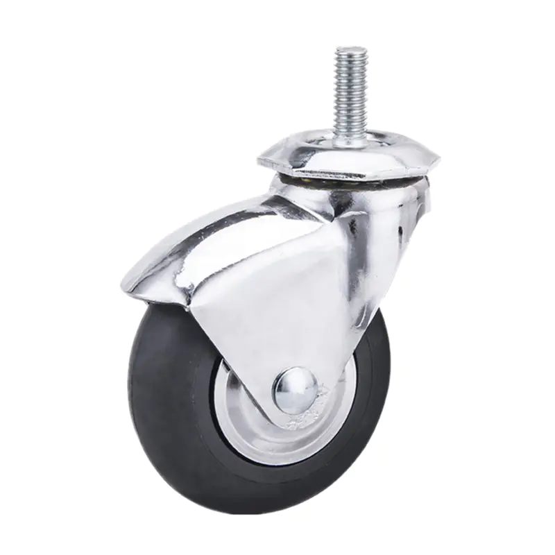 75mm Medical Stand Equipment Threaded Stem 80 Shore A Sofe Round Tread Thermoplastic Rubber Furniture Caster Wheel