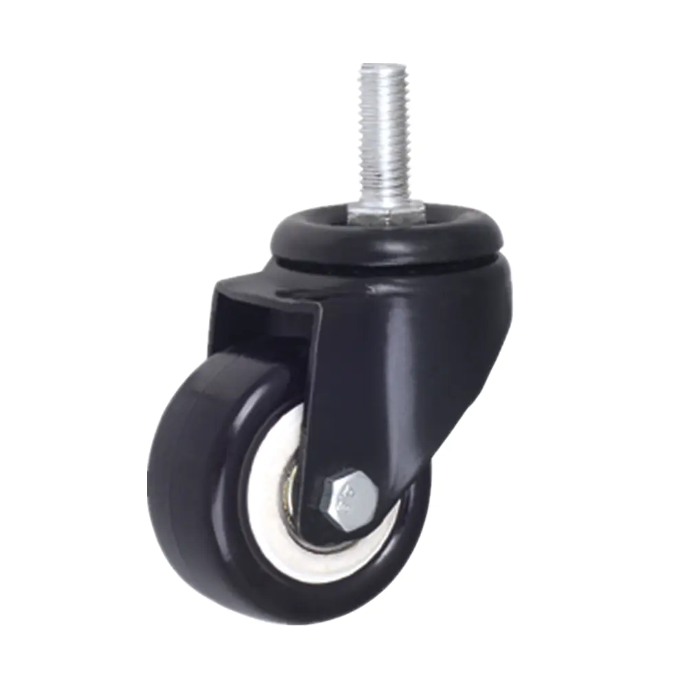 1.5 inch 2 inch 2.5 inch 3 inch Swivel Top Plate Black PVC Casters Wheel With Double Brakes For Baby Carriges