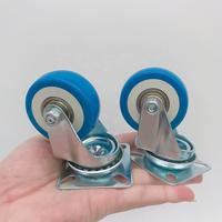 2" Blue Color Double Ball Bearing Furniture Move Polyurethane PU Wheel Swivel Caster
