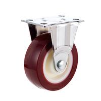 2" Red Polyurethane Wheels PU Low Profile Fixed Caster Wheel