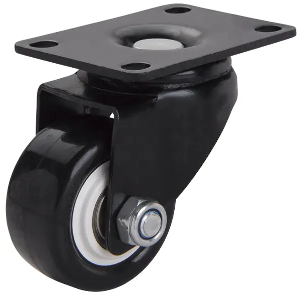 2 inch 50mm Small Swivel PVC Furniture Black Double Ball Bearing Caster Wheels