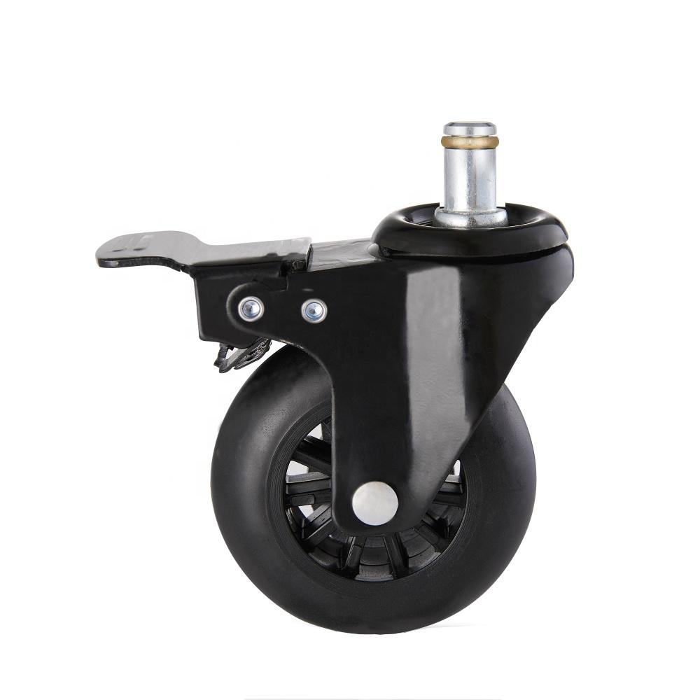 3'' Upgraded Silent Smooth Rollerblade StyleBlack Replacement Heavy Duty Furniture Office Chair Brake Casters with Plug Stem