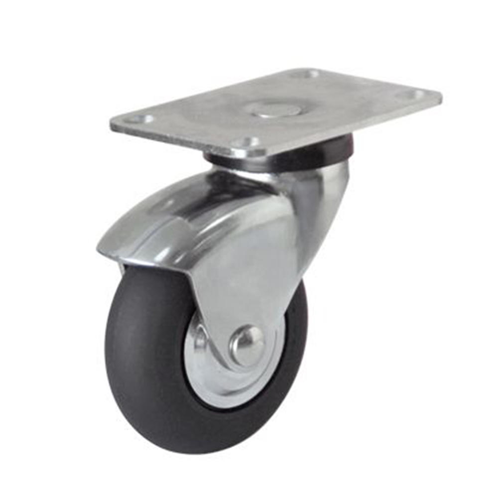 Chrome Plated 2 3 inch Artificial Rubber Caster Wheels