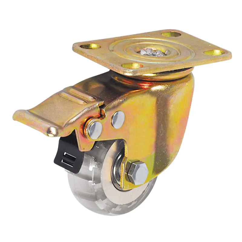 2 Inch Aluminum Transparent PU Small Fixed Caster