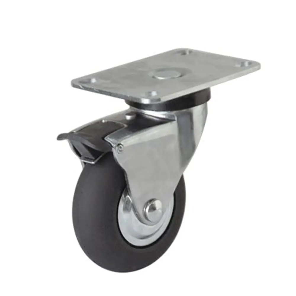 ECO-Friendly Chrome Top Plate Swivel 2 Inch Soft Rubber Caster