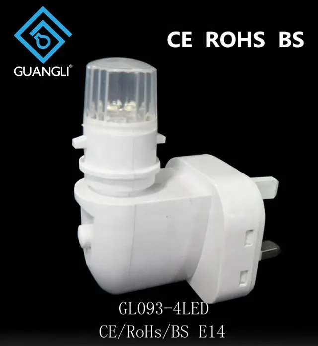 e14 base socket 4 leds lamp holder 3 PIN BS UK plug CE ROHS approved Switch LED lighting night light lamp socket