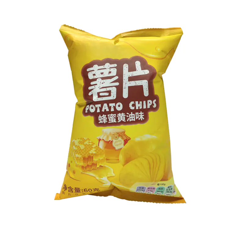 Hot sale potato chips plastic packaging bag with tear notch