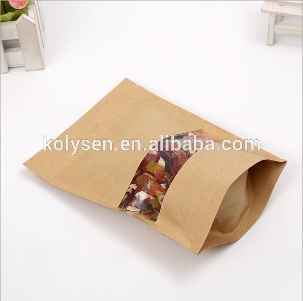 Custom printed kraft paper zipper stanp up bag for food