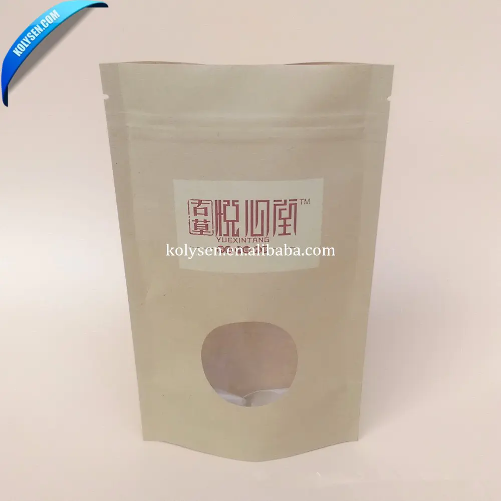 Top Zip Plastic Bag/ Round Bottom Kraft Paper Bags with Clear Window