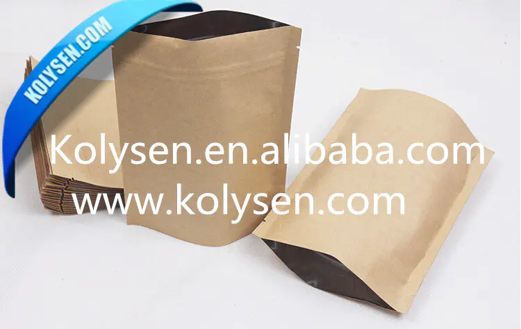 Wholesale standup ziplock kraft paper bag for nut/beans/powder packing