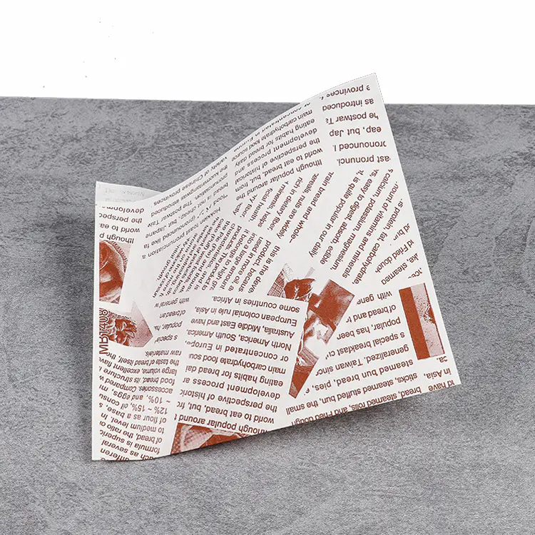Excellent oil-proof food wrapping paper pocket with logo printing