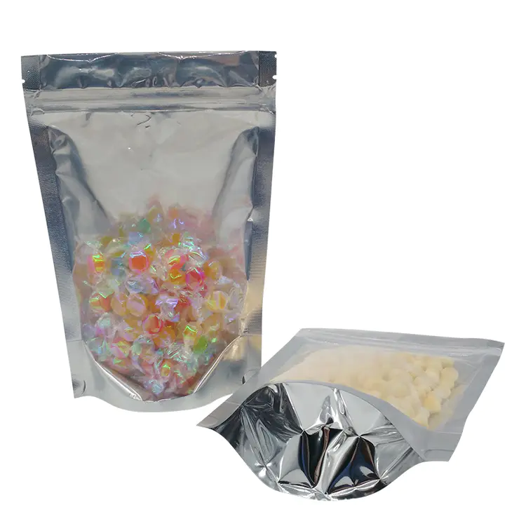 Stand up foil pouch with zipper and clear window for nuts packing