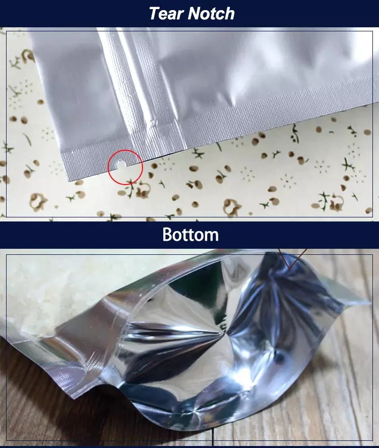 Standup Zipper Bag with One Side Silver and One Side Clear