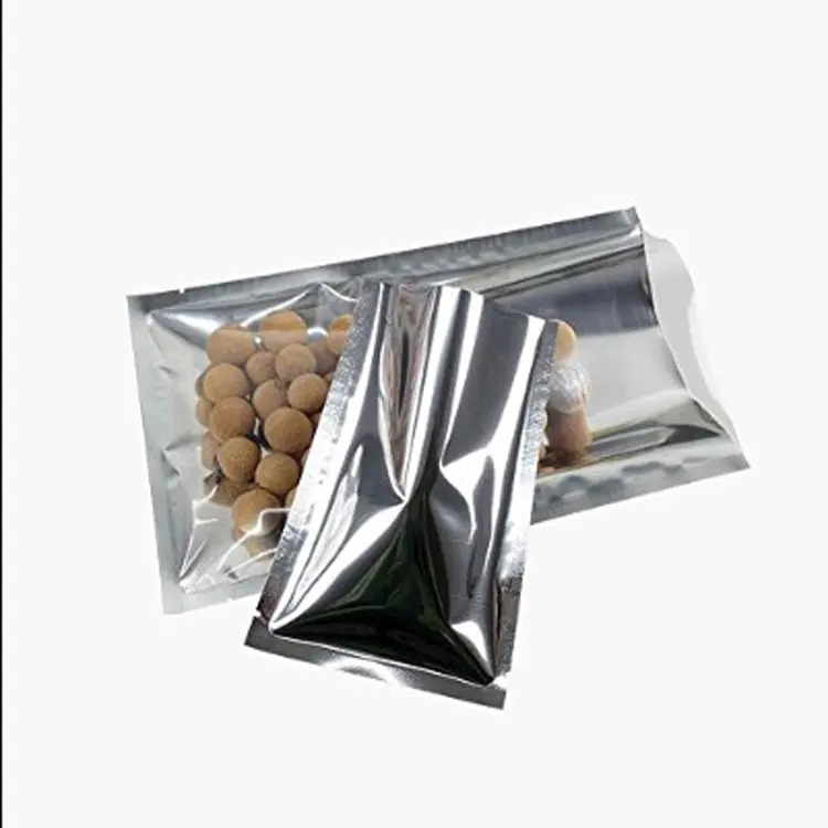 three side aluminum bags with transparent front for food packaging