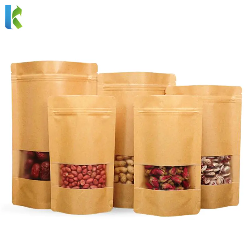 200g, 350g standup kraft paper bag with clear window