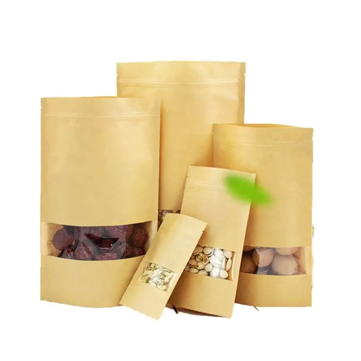 wholesale custom printing Food grade recycled stand up kraft paper bag packing pouch