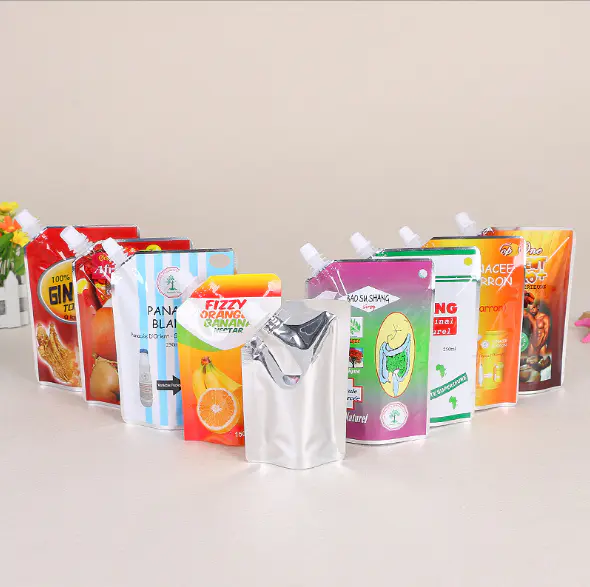 Standup Plastic Pouch with Spout for Food Packaging