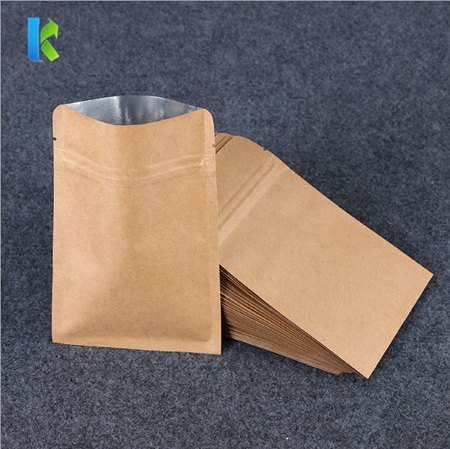 Flat Kraft Paper Pouch Zipper Bag for Food Packaging
