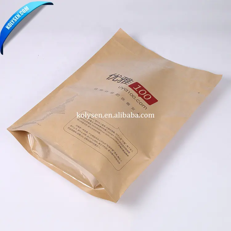 Wholesale Custom kraft paper bag bolsas kraft ziplock paper bag with logo and zipped seal