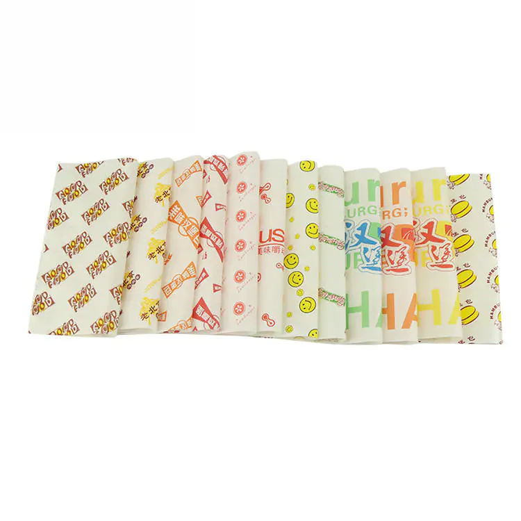 Custom printed 40gsm Greaseproof Paper Food Packaging for Burger Wrapping