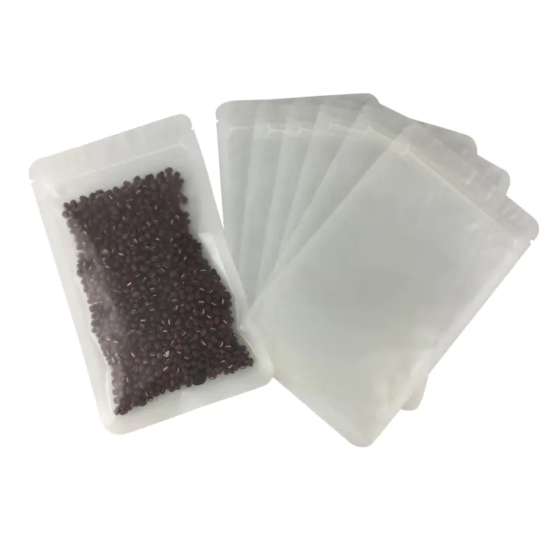 frosted plastic packaging bag with zipper flat bottom packing bag for food