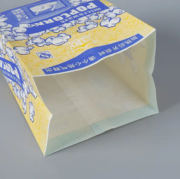 Microwave Custom Large Logo Printed Sealable Bulk Wholesale New Design GreaseproofPaper Bags For Popcorn Packaging