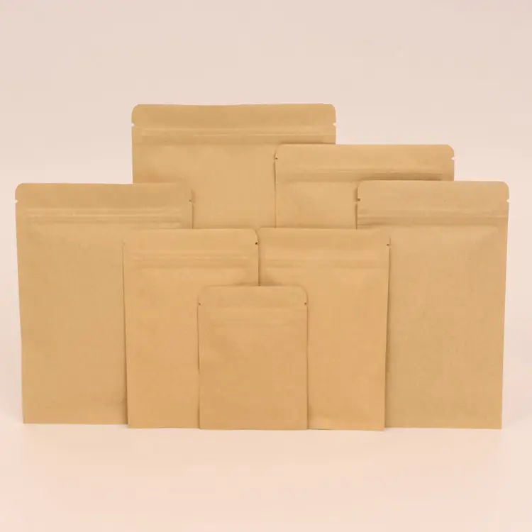 Brown foil lined kraft paper bag for beef jerky packaging