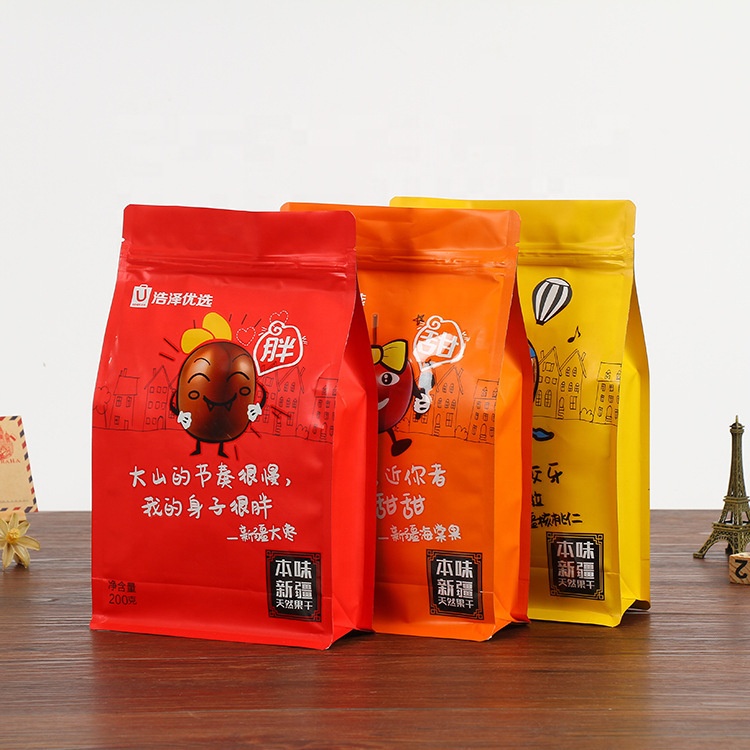 KOLYSEN Customized food grade packaging material flat bottom stand up zipper pouch made in china