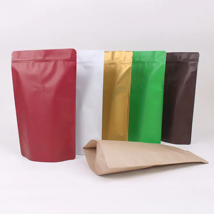 Colorful stand up aluminum foil pouch with valve for coffee packing