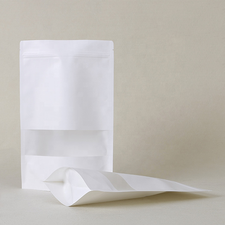 white kraft paper bags stand up pouch for packing food