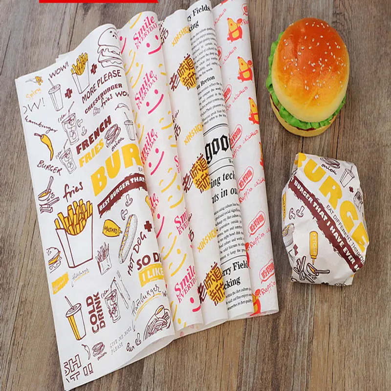 DIrect Factory Price Custom printed food greaseproof paper for sandwich packaging