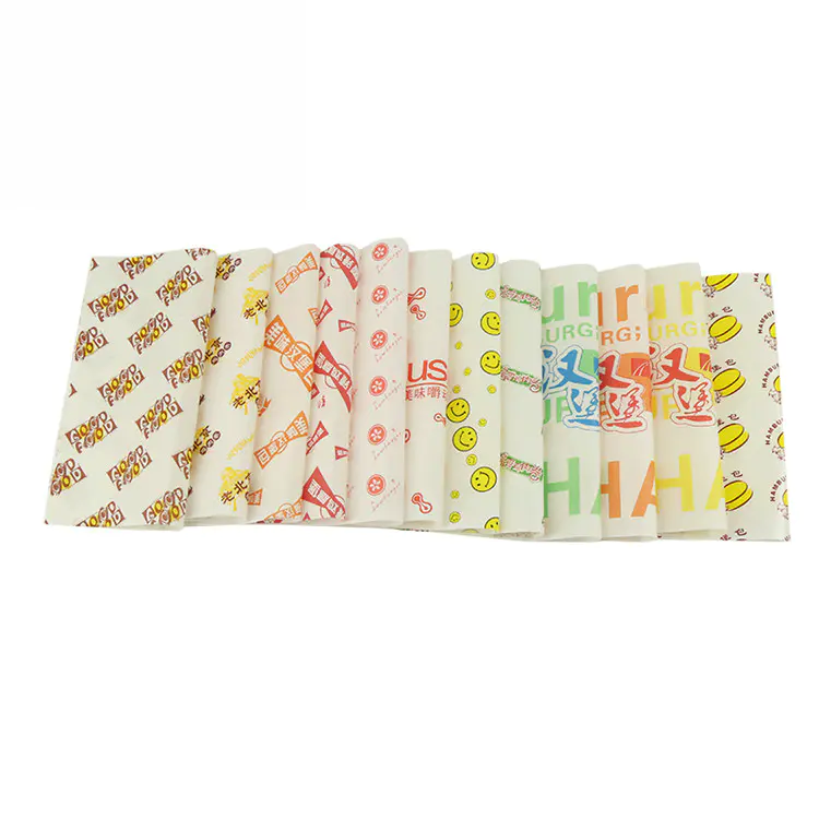 Custom logo printed food wrapping paper for burger sandwich wrapping