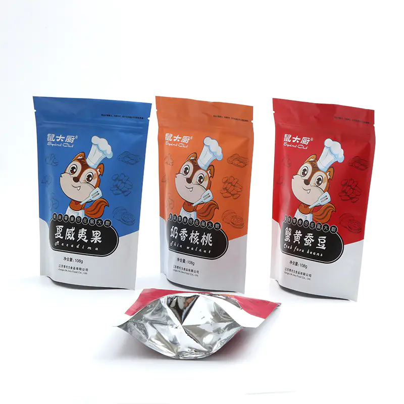 accept custom printing food grade plastic bag for snacks/nuts/tea/etc.