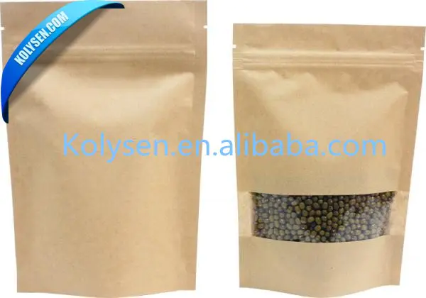 Kraft paper bag with clear window for packing dry food/fruit